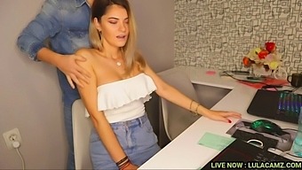 Seductive Office Encounter With A Busty Beauty And Solo Pleasure